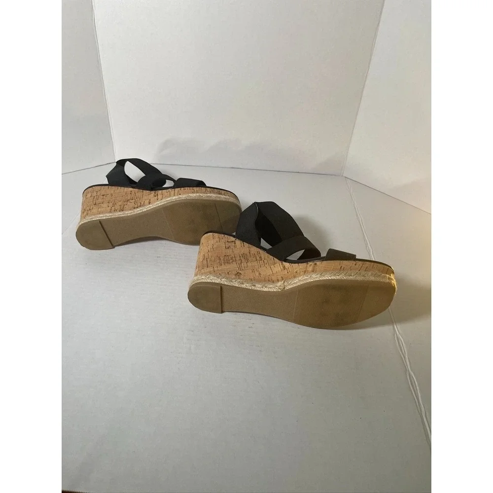 Madden Girl Maranda Womens 9M Sandal Stretch Strappy‎ Slip On Cork Wedge Heel